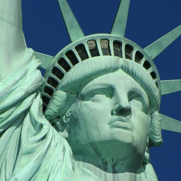 closeup of the Statue of Liberty
