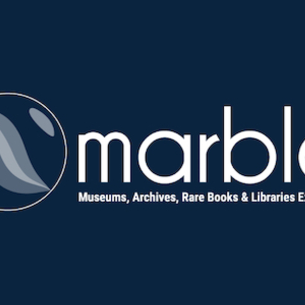 Marble logo, with a drawing of a marble and the words of the acronym: Museums, Archives, Rare Books, & Libraries Exploration